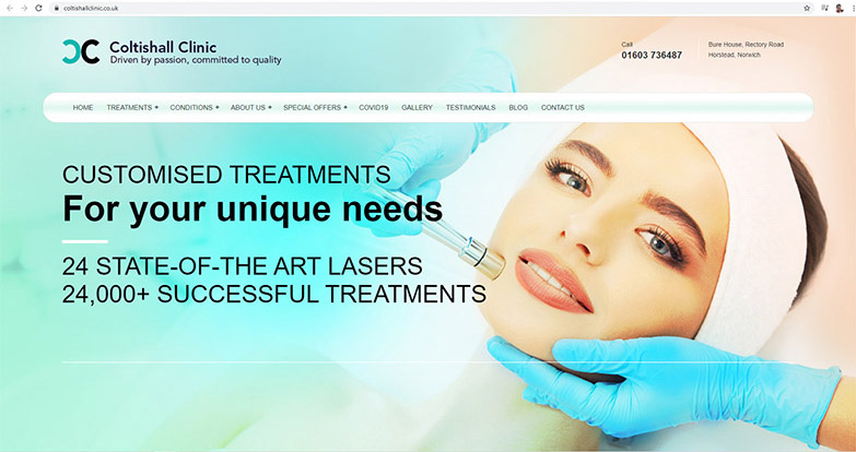 Coltishall Laser skin clinic web design
