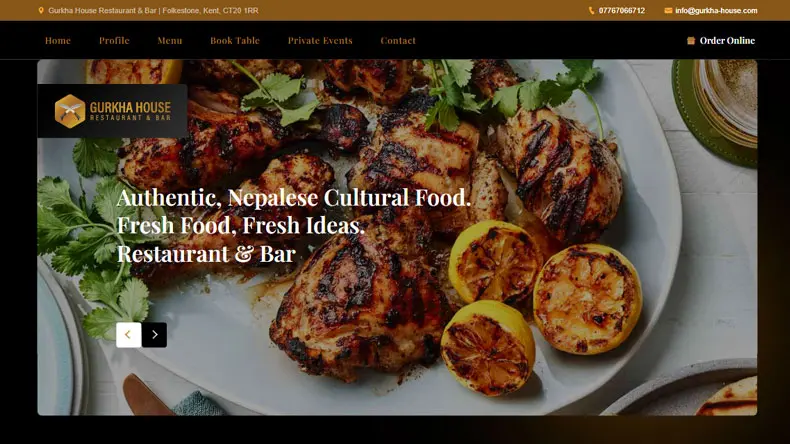 Restaurant web design