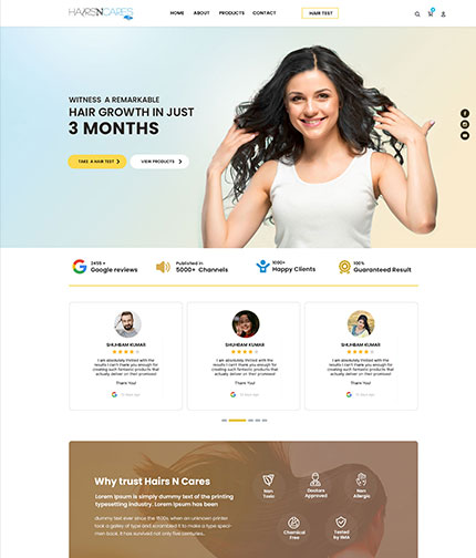 hair clinic web design