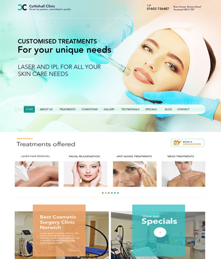 Skin care website design