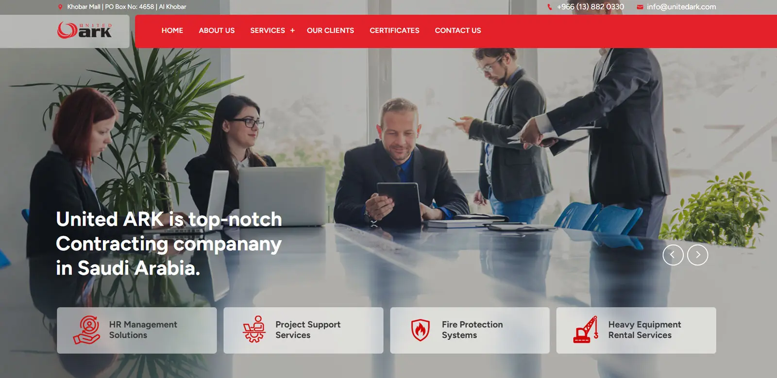 Contracting company web design Saudi